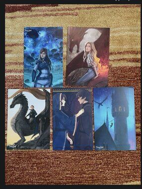 5x Fairyloot Art Spoiler Cards We Hunt The Flame Fantasy Sf Dragons 2018-2020